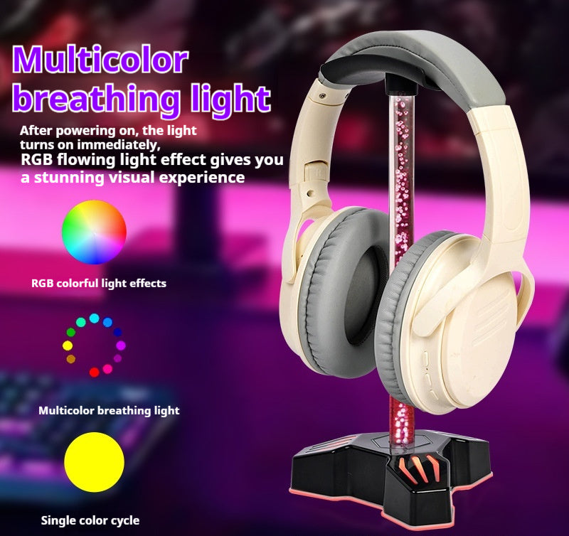 RGB headphone holder with USB