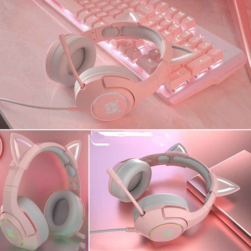 cute girls wired gaming headset